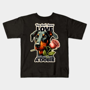 Doberman Valentine's day Kids T-Shirt